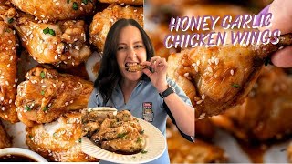 How to make perfectly crispy and saucy honey garlic chicken wings [upl. by Sinclare]