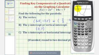 Quadratic Functions  Find Vertex and Intercepts Using the Graphing Calculator [upl. by Dove878]