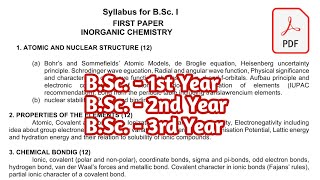 BSc1st 2nd and 3rd year Chemistry Syllabus [upl. by Olli531]