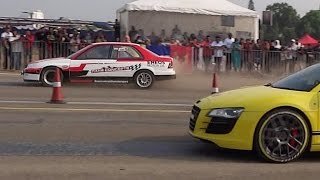 Honda City Vs Audi R8 V10  Drag Race  Vroom 2016 [upl. by Demeter]