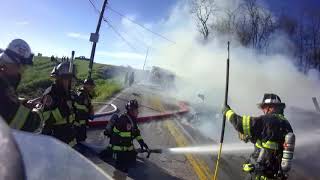 Engine 502 Assists 59 on Working Barn Fire Helmet Cam [upl. by Anuaek]