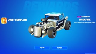 How To Easily Unlock Free Backfire Car Body Fortnite  Complete Races on Thrash Mountain Fortnite [upl. by Elrebma]