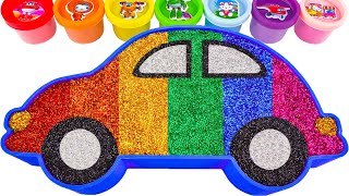 Satisfying Video  How To Make Rainbow Car Bathtub With Glitter Slime Cutting ASMR  By YoYo Sand F [upl. by Eilah]