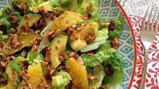 Ensalada de Naranja Aguacate Arándanos Rojos y Almendras Caramelizadas [upl. by Ialocin]