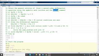 Solving first and second order equations in Matlab using the symbolic Math toolbox [upl. by Ahsini12]