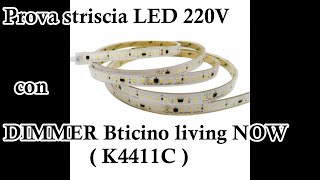 Prova striscia LED 220V con DIMMER Bticino living now K4411C [upl. by Adi]