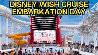 Disney Wish Cruise Day 1 Embarkation [upl. by Chansoo819]