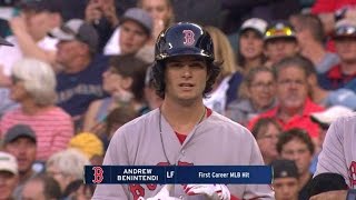 BOSSEA Benintendi singles to left for first MLB hit [upl. by Mcgaw126]