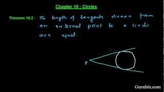 Theorem 102  The lengths of tangents drawn from an external point Ch 10  Math for Class X CBSE [upl. by Ojyram]