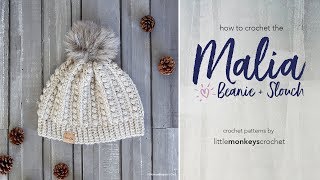 How to Crochet the Malia Beanie  Slouch [upl. by Asilat]