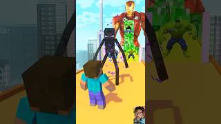 Run Challenge Steve VS Mobs VS IronMan  Funny Animation shorts youtubeshorts [upl. by Aidyn]