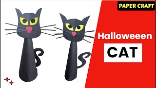 Halloween Cat Origami Craft Tutorial  Easy Paper DIY [upl. by Edlin946]