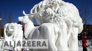 World’s snow sculpting competition begins in Colorado [upl. by Eisiam]