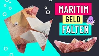 Fisch amp Schiff falten mit Geldscheinen Origami  Geldgeschenk zur Taufe [upl. by Onahpets]