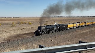 Union Pacific Big Boy 4014 Steam Engine Flies Under Route 85 North of Nunn CO [upl. by Kotick]