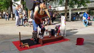 Peruvian One Man Band Busker amp Puppet pan flute music real talent addictive MUSIC El Cóndor pasa [upl. by Sims]