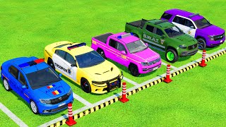 TRANSPORTING POLICE CARS amp AMBULANCE EMERGENCY VEHICLES WITH MAN TRUCKS  Farming Simulator 22 [upl. by Coumas]