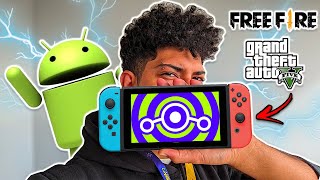 INSTALEI ANDROID NO MEU SWITCH E RODEI FREE FIRE E GTA 5  Android 11 para Switch V2 e OLED [upl. by Rab]