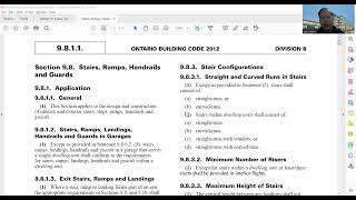 The Ontario Building Code OBC on Stairs ramps handrails and guards [upl. by Kynthia]