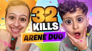 On a fait TOP 1 avec 32 KILL en ARÈNE  Le MEILLEUR DUO de FRÈRE sur FORTNITE [upl. by Perle]