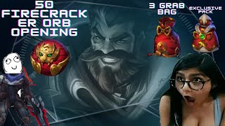 50 Firecracker Orb OPENING 3 Grab bags  Exclusive Pack and Rerolls  League of Legends [upl. by Nepets819]