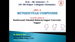 UNIT II  HETEROCYCLIC COMPOUNDS [upl. by Annerol]