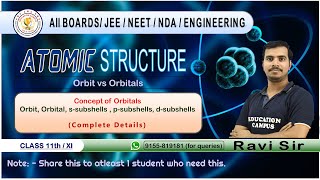 Concept of Orbitals  Structure of Atom  Class 11 Chapter 2  Ravi Sir [upl. by Heti830]