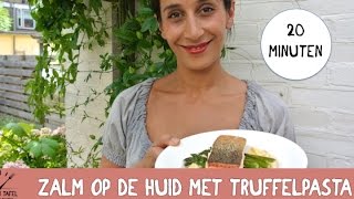 Snel recept Zalm op de huid met truffel pasta en asperges [upl. by Corrina]