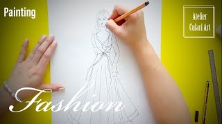 TUTORIAL FashionModel Skizze mit Bleistift Schritt für Schritt zu zeichnen [upl. by Ylrebmyk]