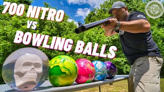 700 NITRO vs BOWLING BALLS 🎳 World’s Biggest Elephant Gun [upl. by Ecirad]