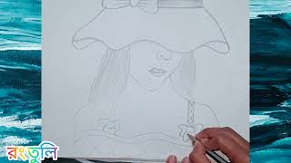 Beautiful girl with mask drawing  Pencil sketch for beginners  Easy drawing girldrawing [upl. by Celik]