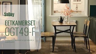 SoBuy Eetkamerset丨Set met 1 Eettafel  4 Stoelen丨Set Keukentafel丨Set Bistrotafel丨OGT49F [upl. by Mannie]