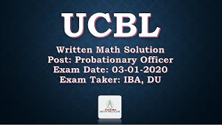 United Commercial Bank Post Probationary Officer Written Math Solution Exam Date 03012020 [upl. by Adnala326]