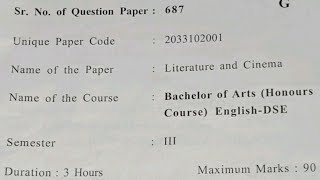 Literature and Cinema Bachelor of ArtsHons English 3rd semester question paper [upl. by Valoniah344]