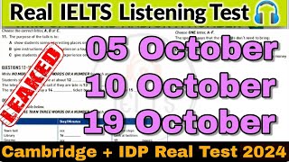 5 October 10 October 19 October 2024 IELTS Listening Test with Answers  IELTS Listening Test 2024 [upl. by Varion138]