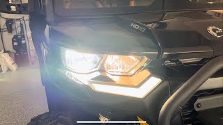 24 Can Am Defender Lonestar Beamtech H11 LED install [upl. by Ahtiek]