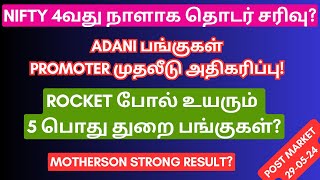 NIFTY 4வது நாளாக தொடர் சரிவு  Adani Ent  Motherson  Mazdock  Campus  Tamil  Banknifty  NSE [upl. by Anama]