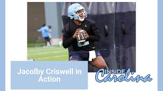 Jacolby Criswell In Action at UNC Training Camp  Inside Carolina Video [upl. by Ahsitneuq]