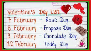 Valentine Week  7 Feb to 14 Feb all day list  kal konsa day hai 2024 lValentines Day week 2024 l [upl. by Ainoloppa]