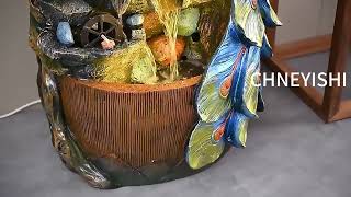 CHENYISHI Chinese Style Peacock Creative Rockery Flowing Water Fountain Ornaments Living Room Balcon [upl. by Aicenat709]