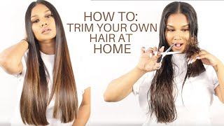 HOW TO TRIM YOUR OWN HAIR AT HOME  BEAUTY BY DN [upl. by Nwahsud]