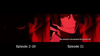 Higurashi Gou OP Comparison Episode 2 vs 21 [upl. by Ailssa]