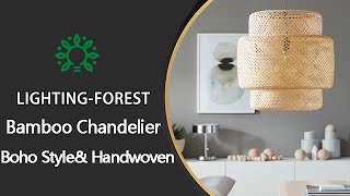 Dining Room Decorative Lamp Boho Style Bamboo Wicker Pendant Lights LightingForest finds review [upl. by Axe522]