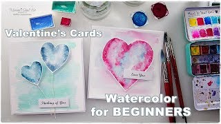 2 Basic Watercolors Valentines Day Cards ♡ Maremis Small Art ♡ [upl. by Stuppy10]