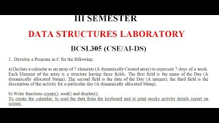 Data Structures Lab exp1 for 3rd sem BCSL305 CSEAIDSVTU [upl. by Aneloc469]