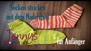 Socken stricken mit dem Nadelspiel für Sockenstrickanfänger [upl. by Eselahs]