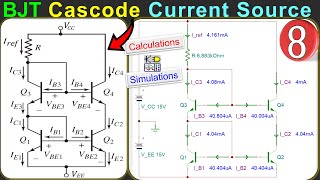 BJT Cascode Current Source  Calculations amp SPICE Simulations  Example 8 [upl. by Ellek]