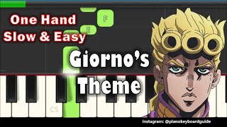 Giornos Theme One Hand Slow Easy Piano Tutorial [upl. by Olivia]