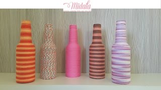 Garrafas Decoradas Com Barbante Linhas ou Fios  DIY  Glass Bottle Decoration [upl. by Nosredna364]