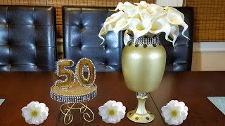 Elegant gold and black Centerpiece  50th golden anniversary  home decor [upl. by Einnig884]